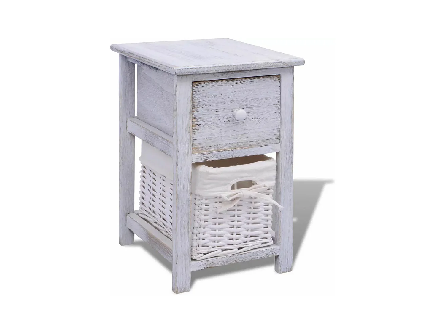 Mesita de noche, cómoda, mueble de dormitorio, madera blanca, 1402136