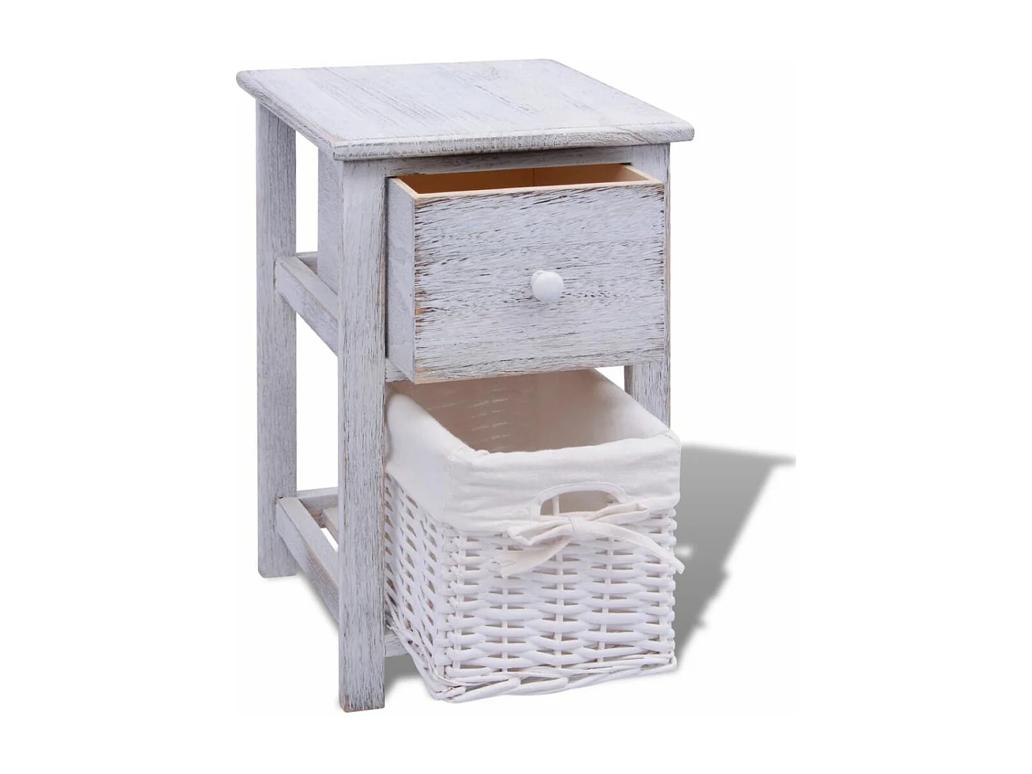 Mesita de noche, cómoda, mueble de dormitorio, madera blanca, 1402136