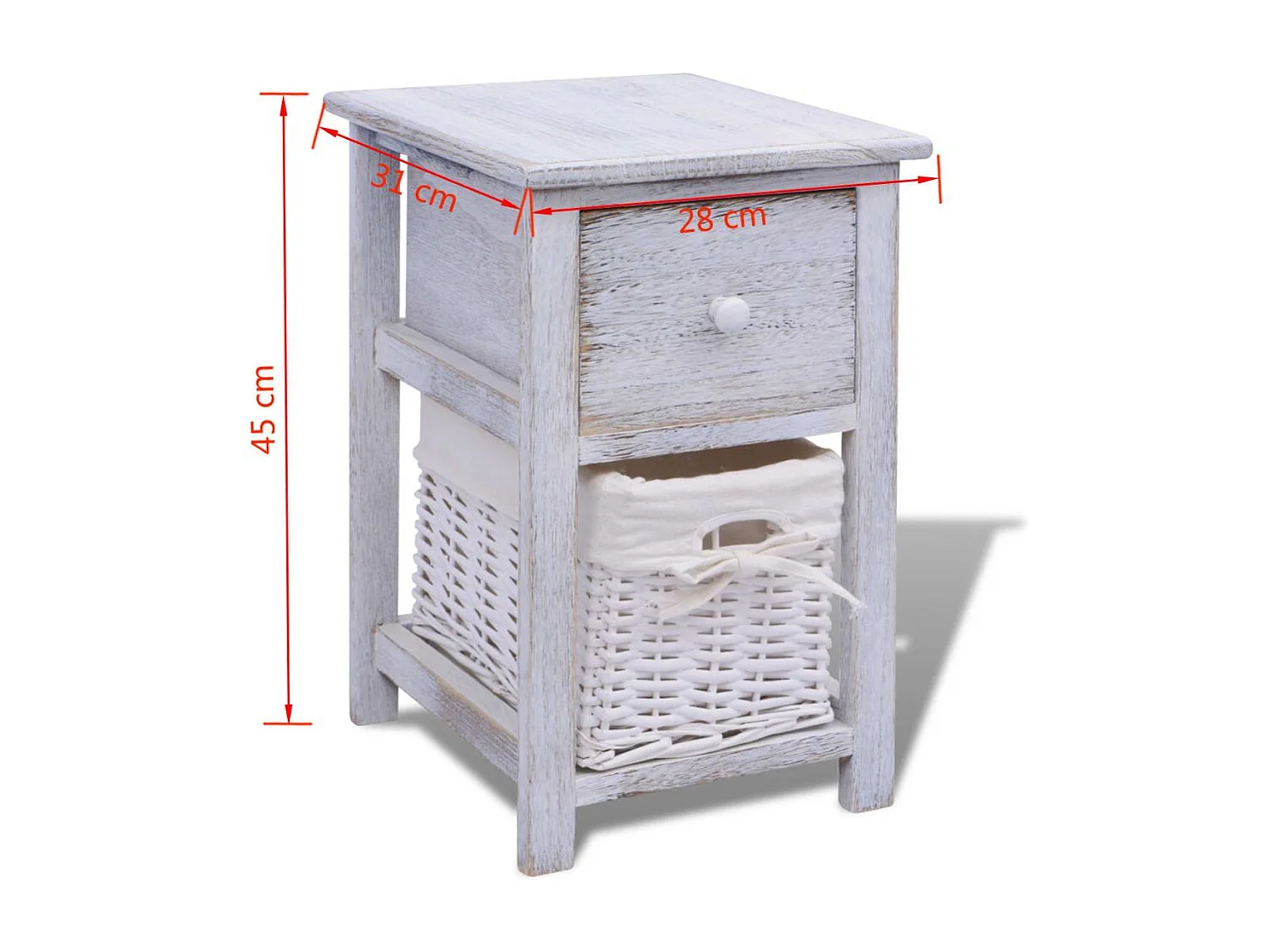 Mesita de noche, cómoda, mueble de dormitorio, madera blanca, 1402136