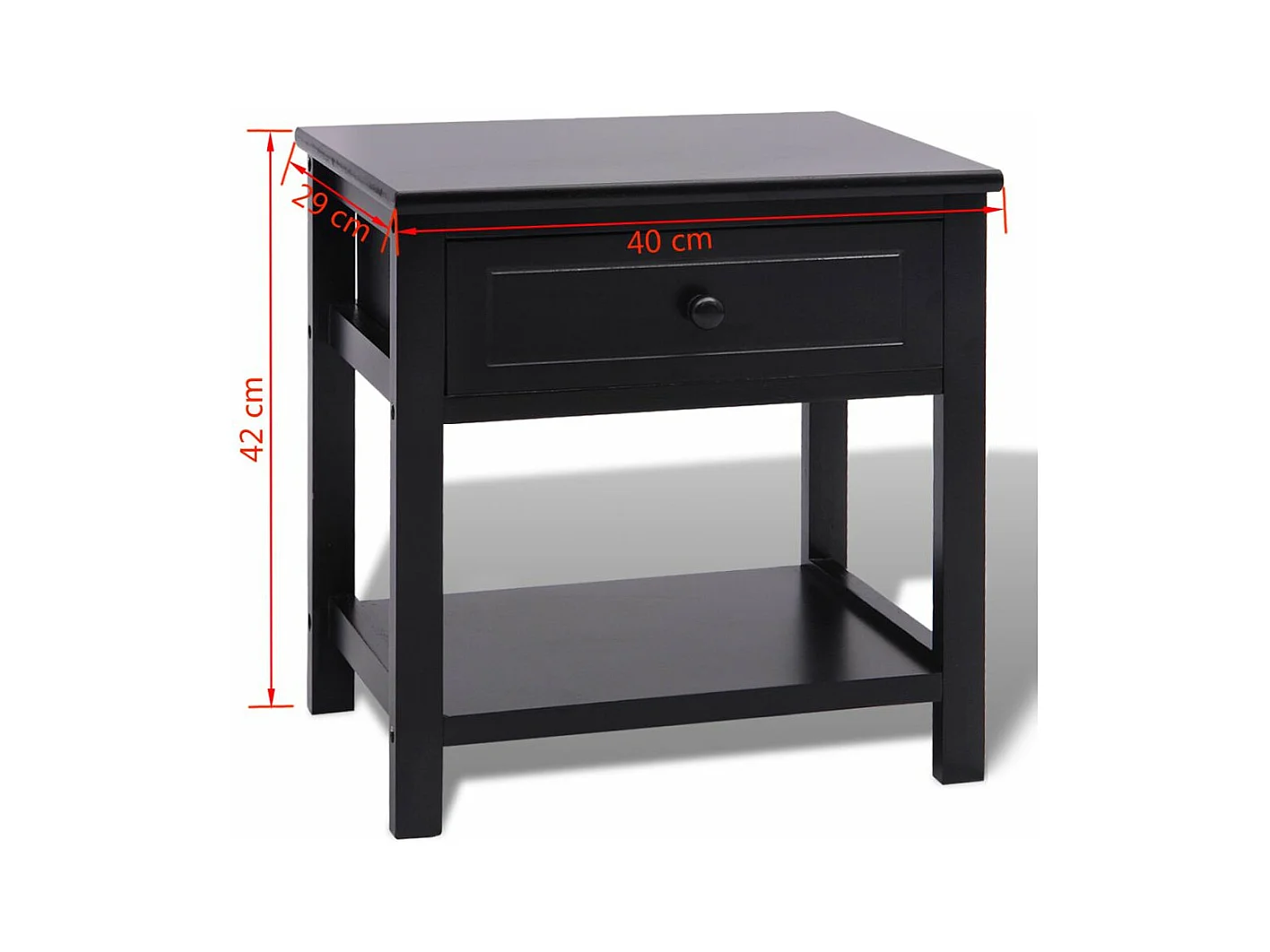 Juego de 2 mesitas de noche, cómoda, armario, muebles de dormitorio, MDF negro 1402045