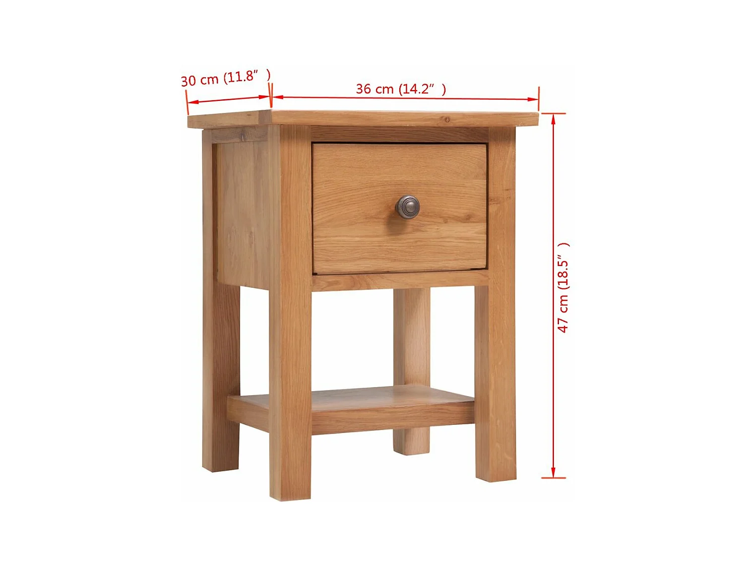 Mesa de cabeceira cômoda guarda-roupa móveis de quarto 36 x 30 x 47 cm madeira maciça de carvalho 1402182