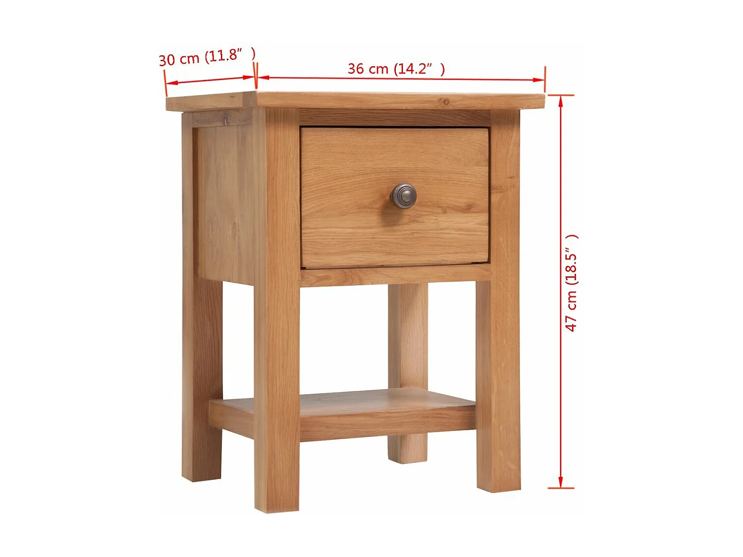 Mesa de cabeceira cômoda guarda-roupa móveis de quarto 36 x 30 x 47 cm madeira maciça de carvalho 1402182