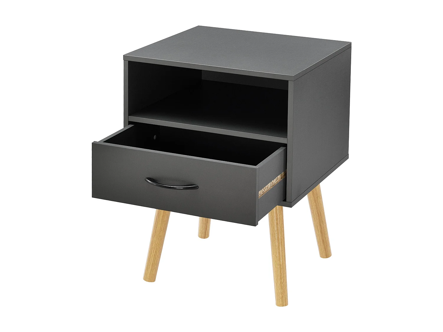 Mesita de noche cómoda con mueble bajo con cajones y espacio de almacenamiento 57 cm gris oscuro 03 0006230