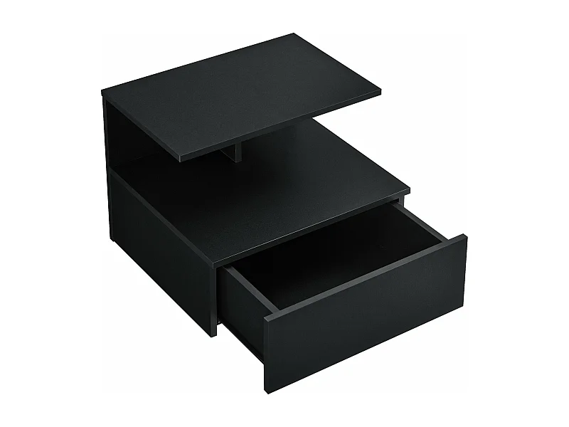 Mesitas de noche mueble de pared con cajón de almacenamiento 40 cm negro 03_0000829