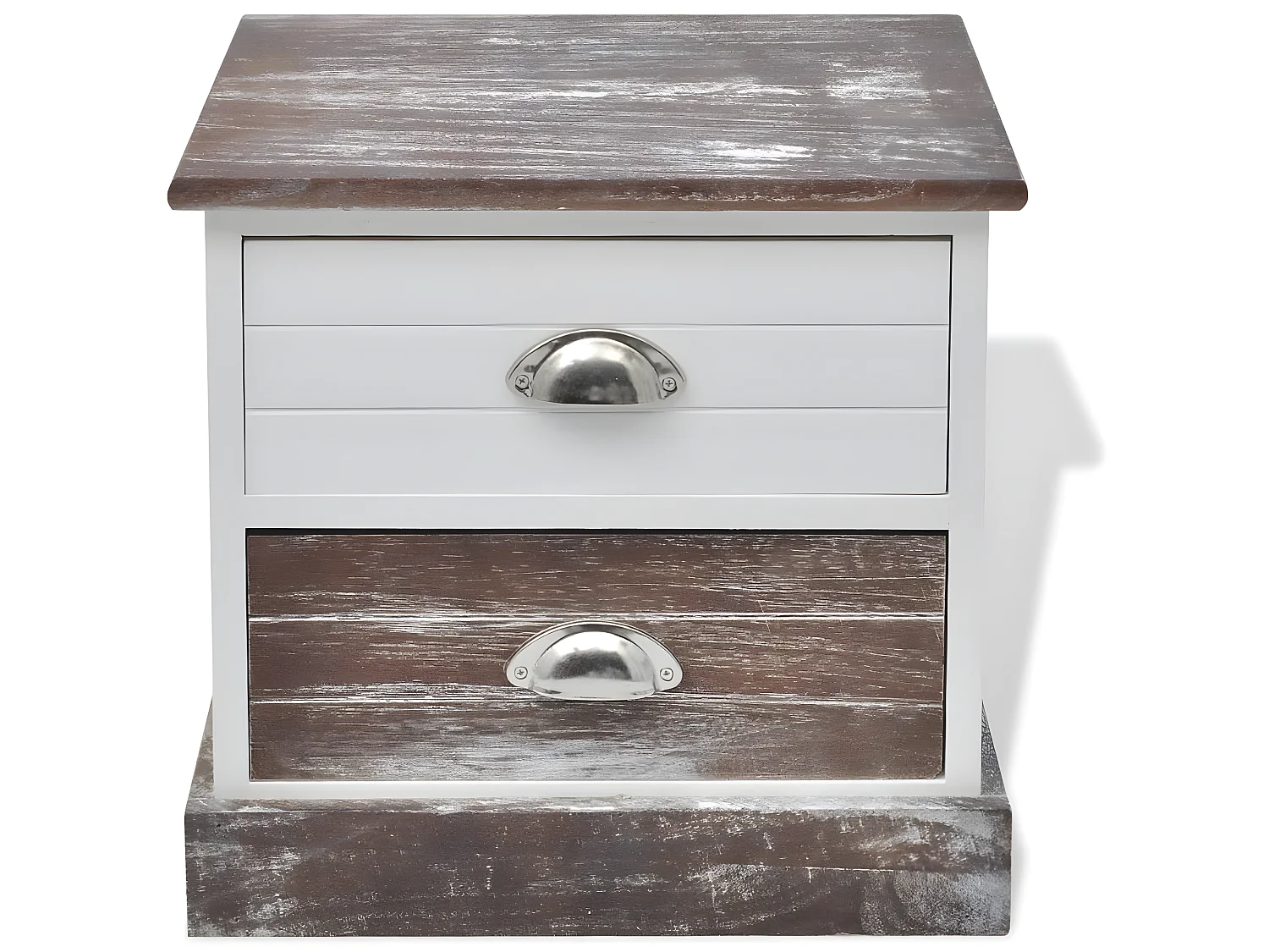 Table de nuit chevet commode armoire meuble chambre marron et blanc 1402128