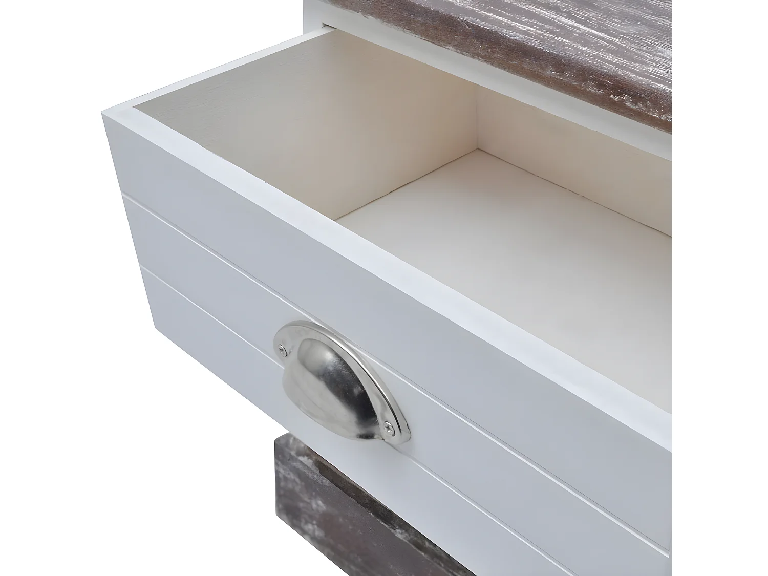 Table de nuit chevet commode armoire meuble chambre marron et blanc 1402128