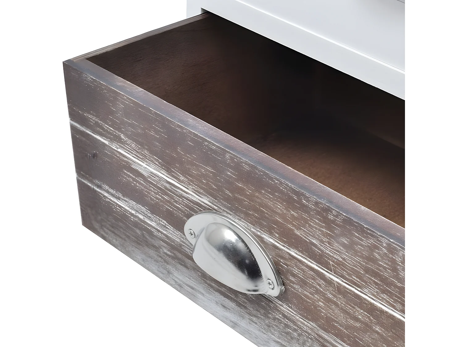 Table de nuit chevet commode armoire meuble chambre marron et blanc 1402128