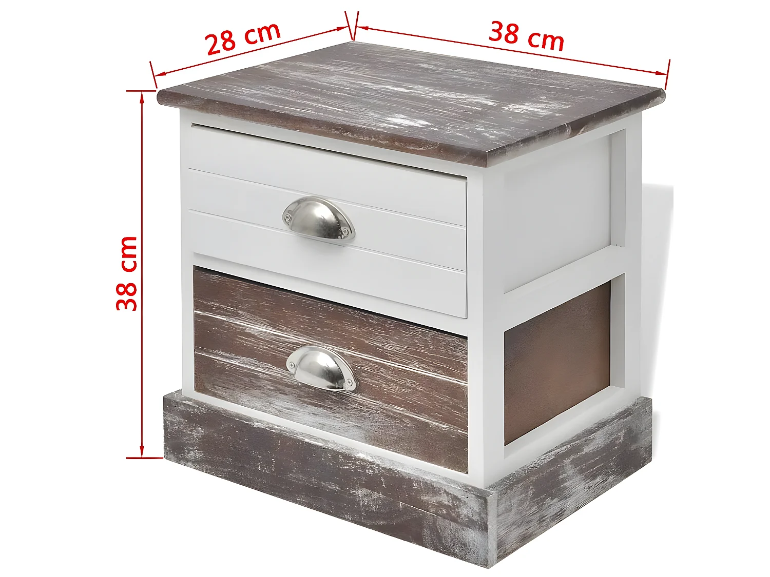 Table de nuit chevet commode armoire meuble chambre marron et blanc 1402128