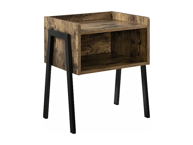 Mesita de noche cómoda patas de metal 52 cm efecto madera y negro 03_0003146