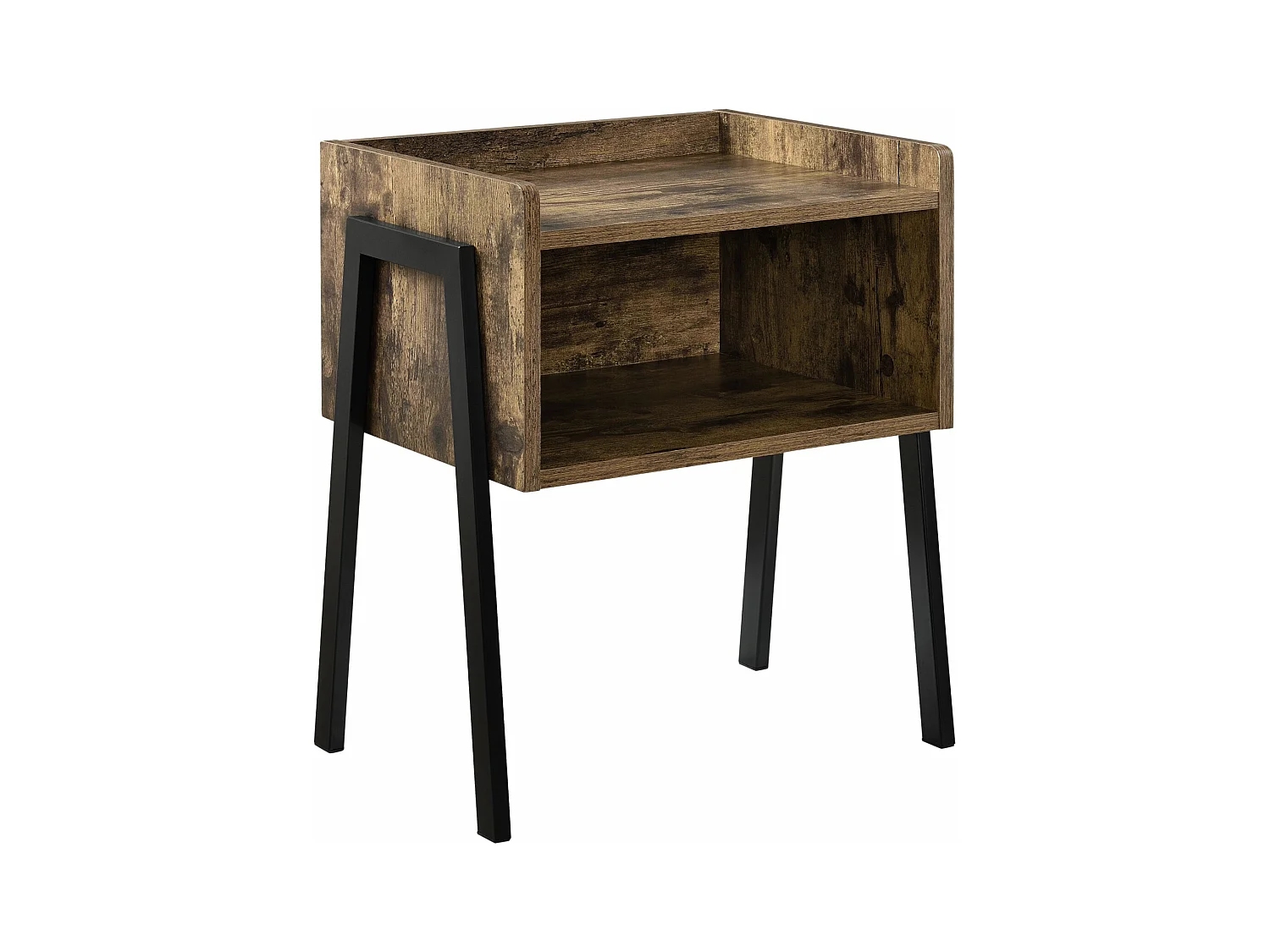 Mesita de noche cómoda patas de metal 52 cm efecto madera y negro 03_0003146