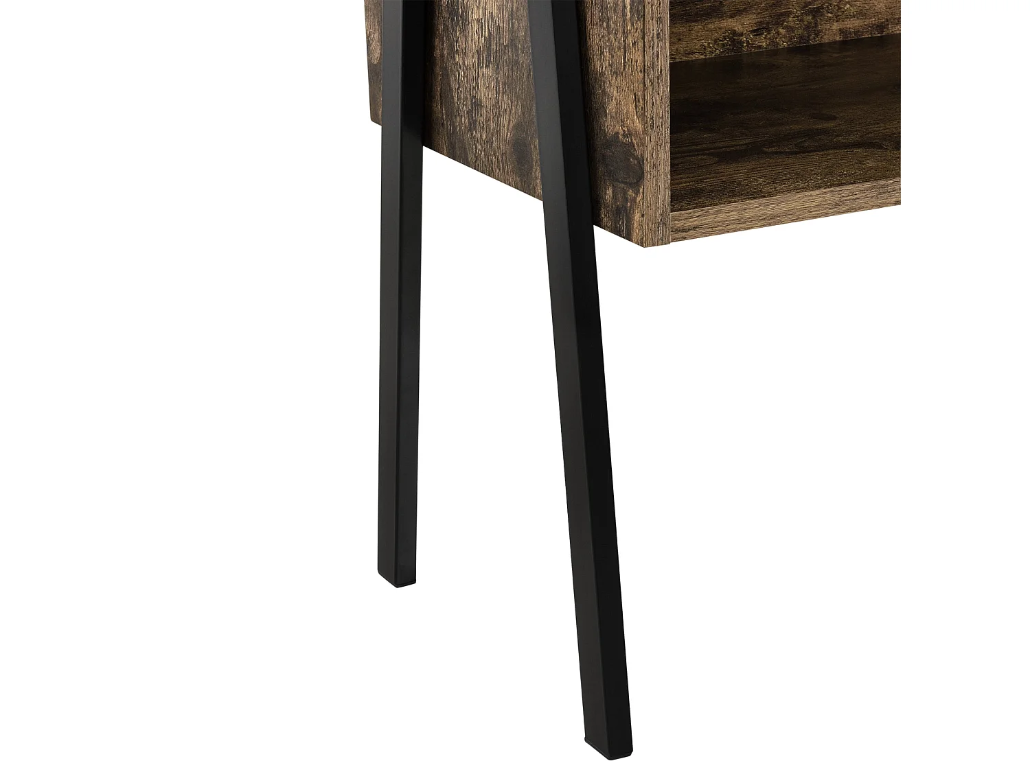 Mesita de noche cómoda patas de metal 52 cm efecto madera y negro 03_0003146