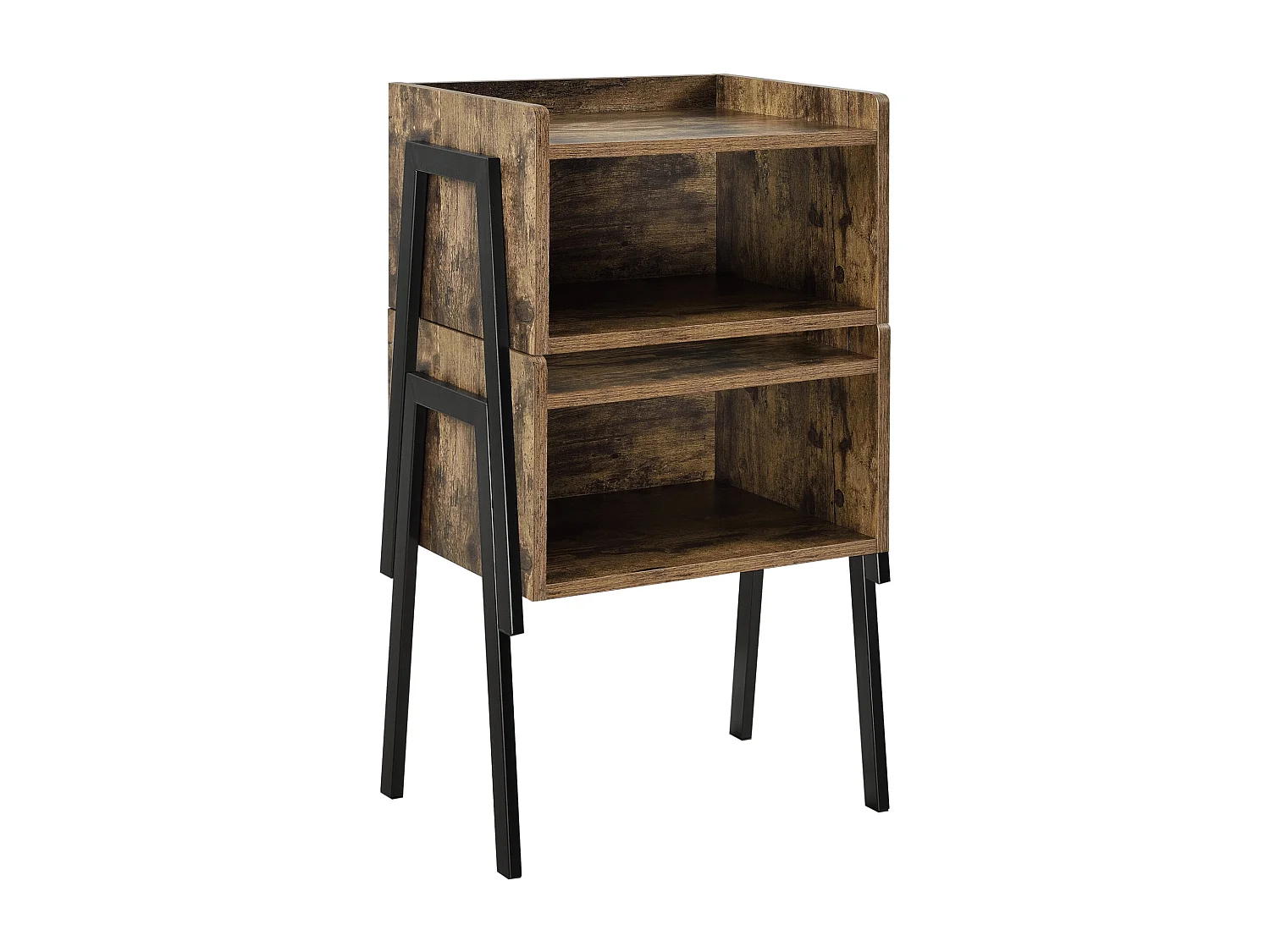 Mesita de noche cómoda patas de metal 52 cm efecto madera y negro 03_0003146