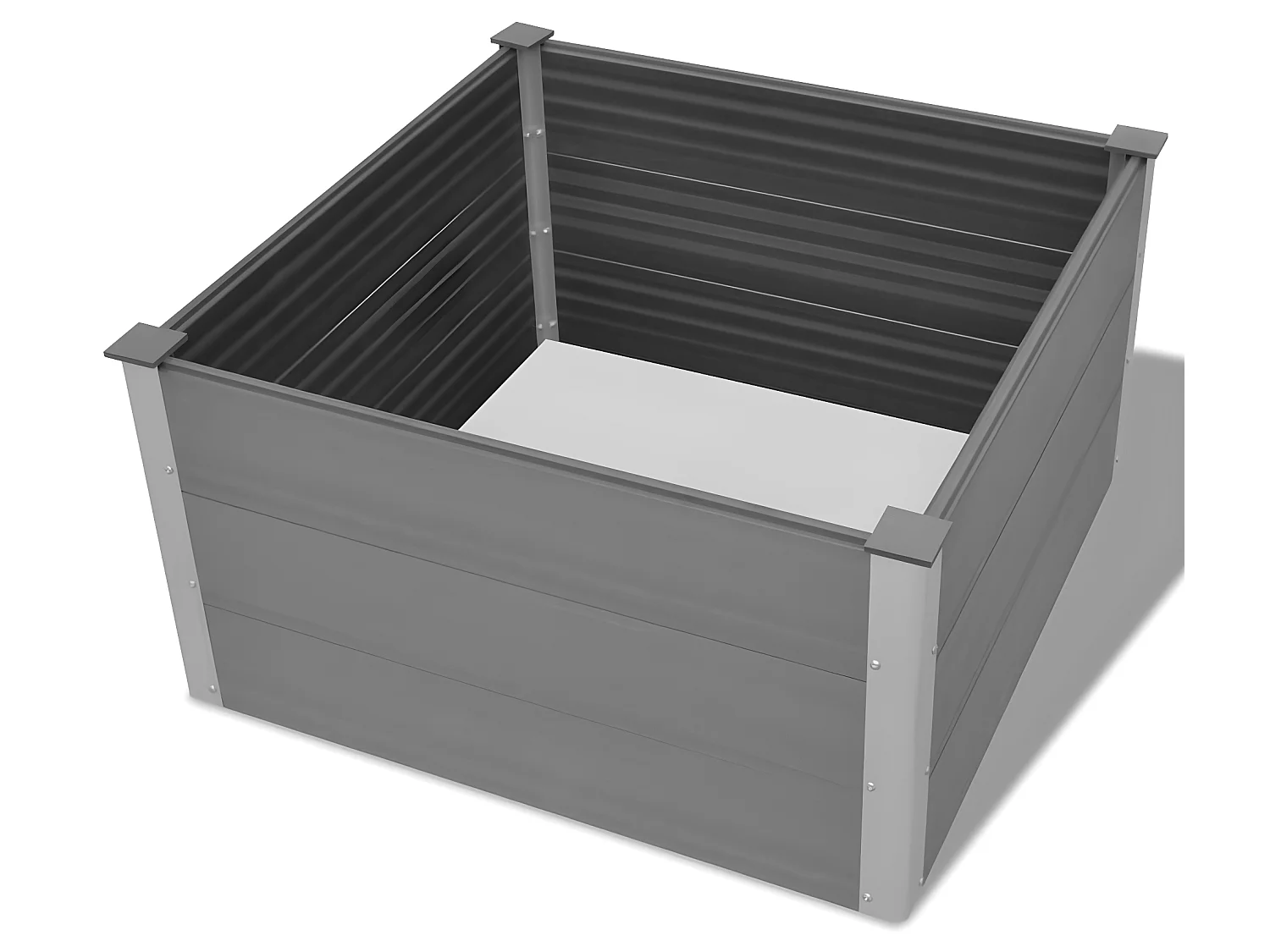 Plantador de canteiro elevado flores jardim WPC 100 x 100 x 54 cm cinza 02_0001235
