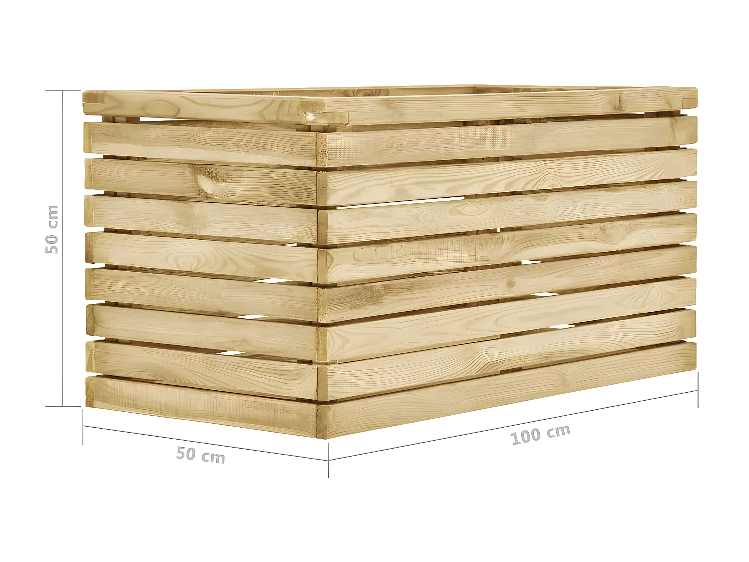 Jardinera elevada para plantas flores y jardín 100 x 50 x 50 cm madera de pino impregnada 02_0000898