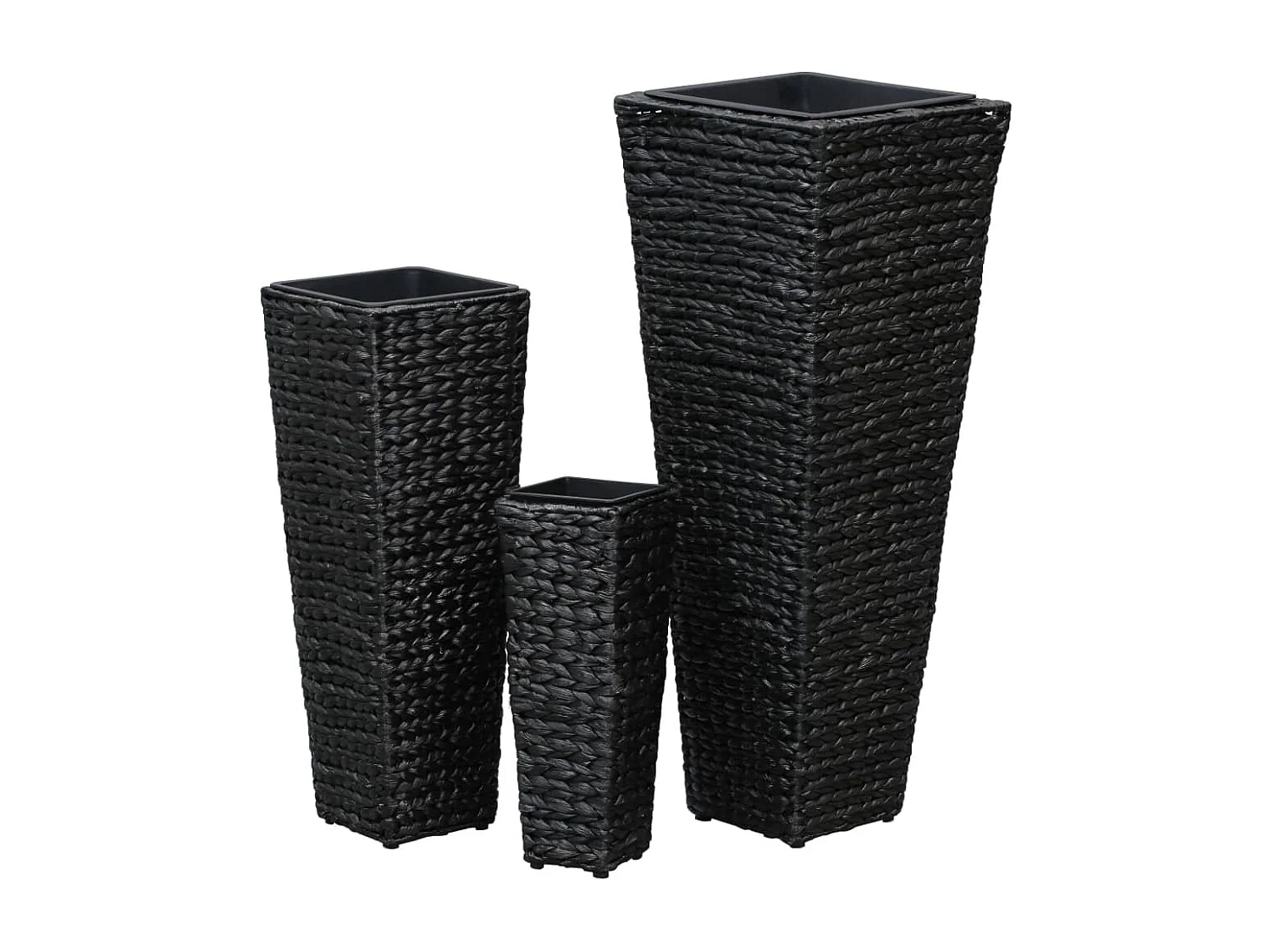 Plantador de canteiro elevado flores jardim 3 peças aguapé preto 02_0001343