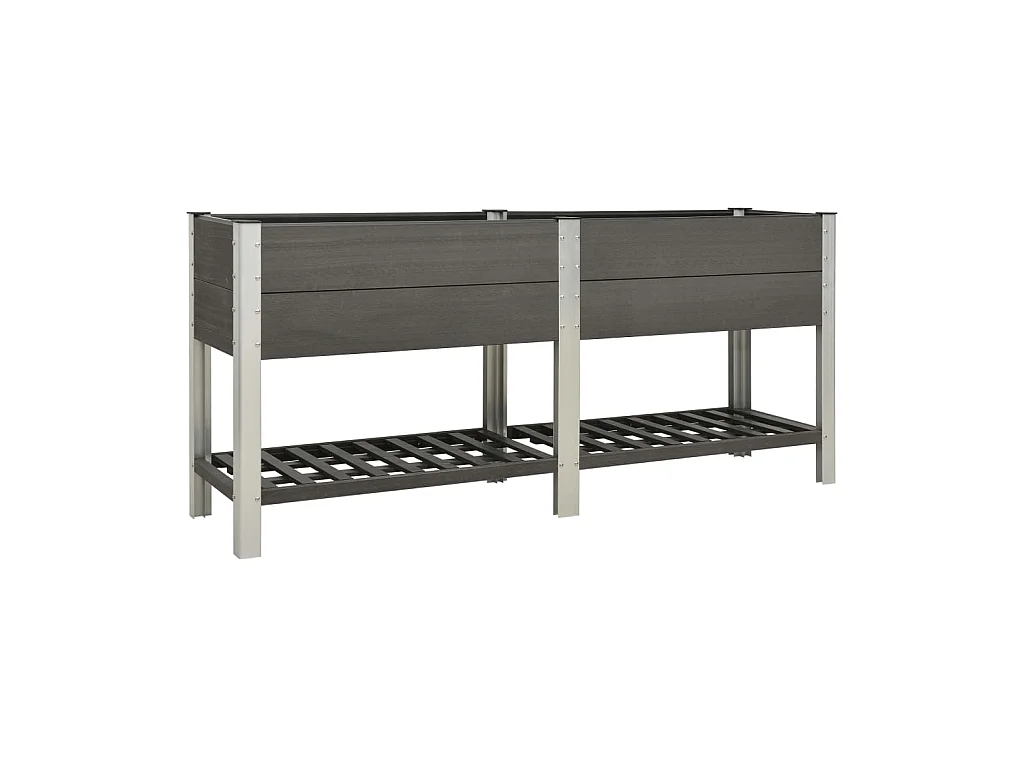 Jardinière lit surélevé plantes fleurs jardin avec étagère 200 x 50 x 90 cm WPC gris 02_0001173