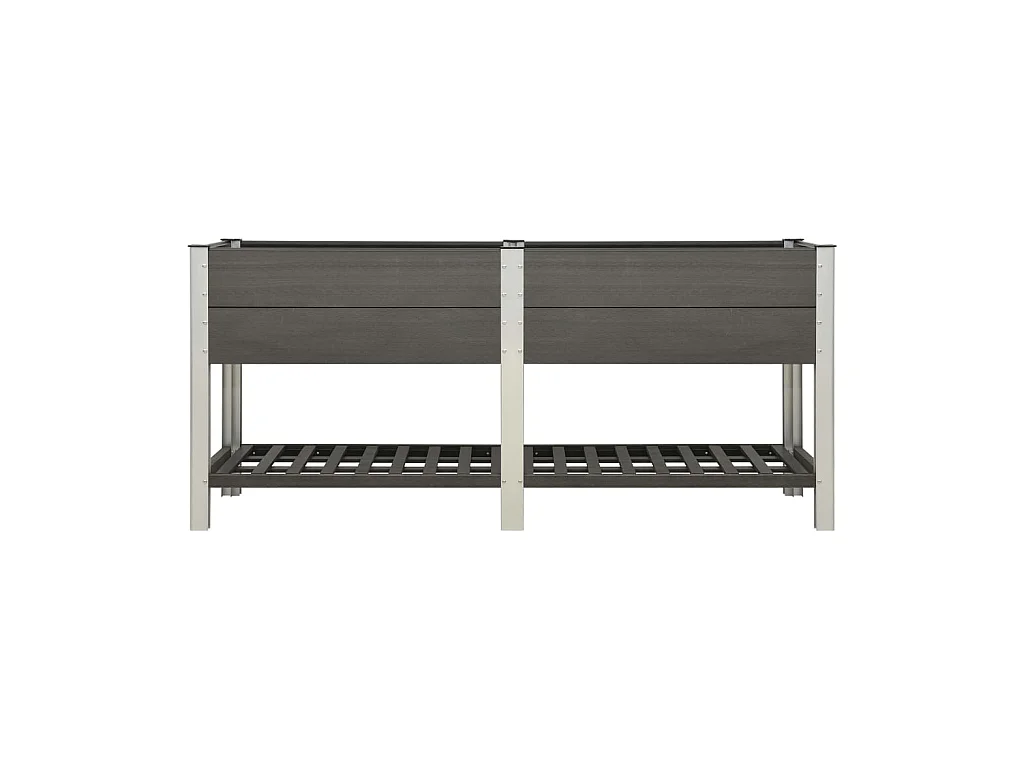 Jardinière lit surélevé plantes fleurs jardin avec étagère 200 x 50 x 90 cm WPC gris 02_0001173