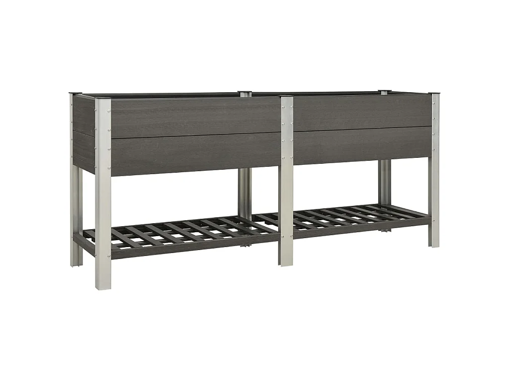 Jardinière lit surélevé plantes fleurs jardin avec étagère 200 x 50 x 90 cm WPC gris 02_0001173