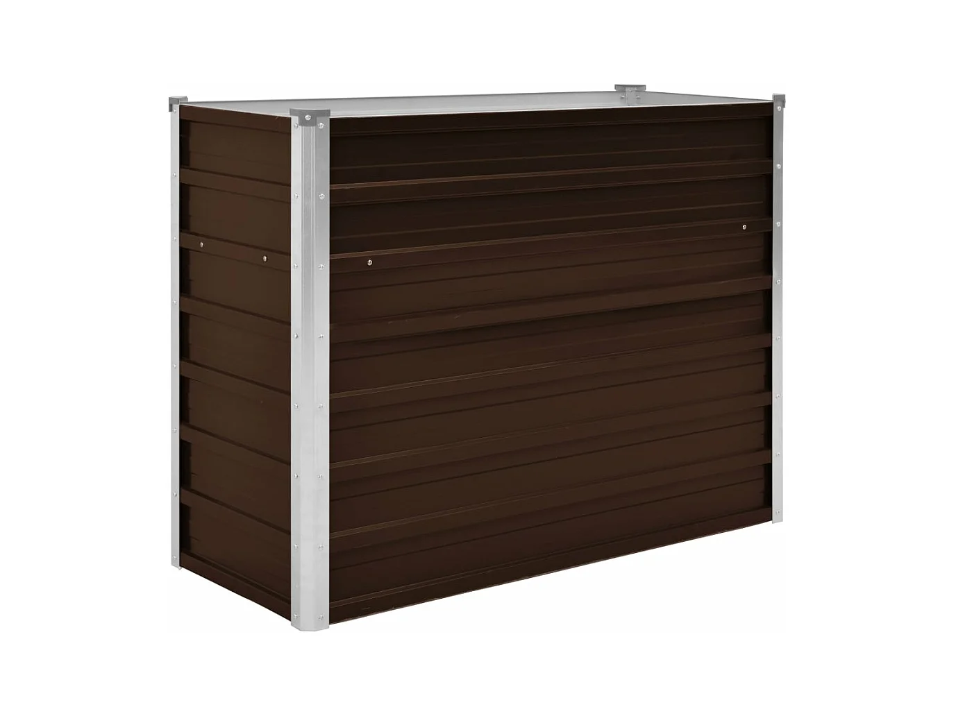 Jardinera elevada plantas flores jardín 100 cm marrón acero galvanizado 02_0001214