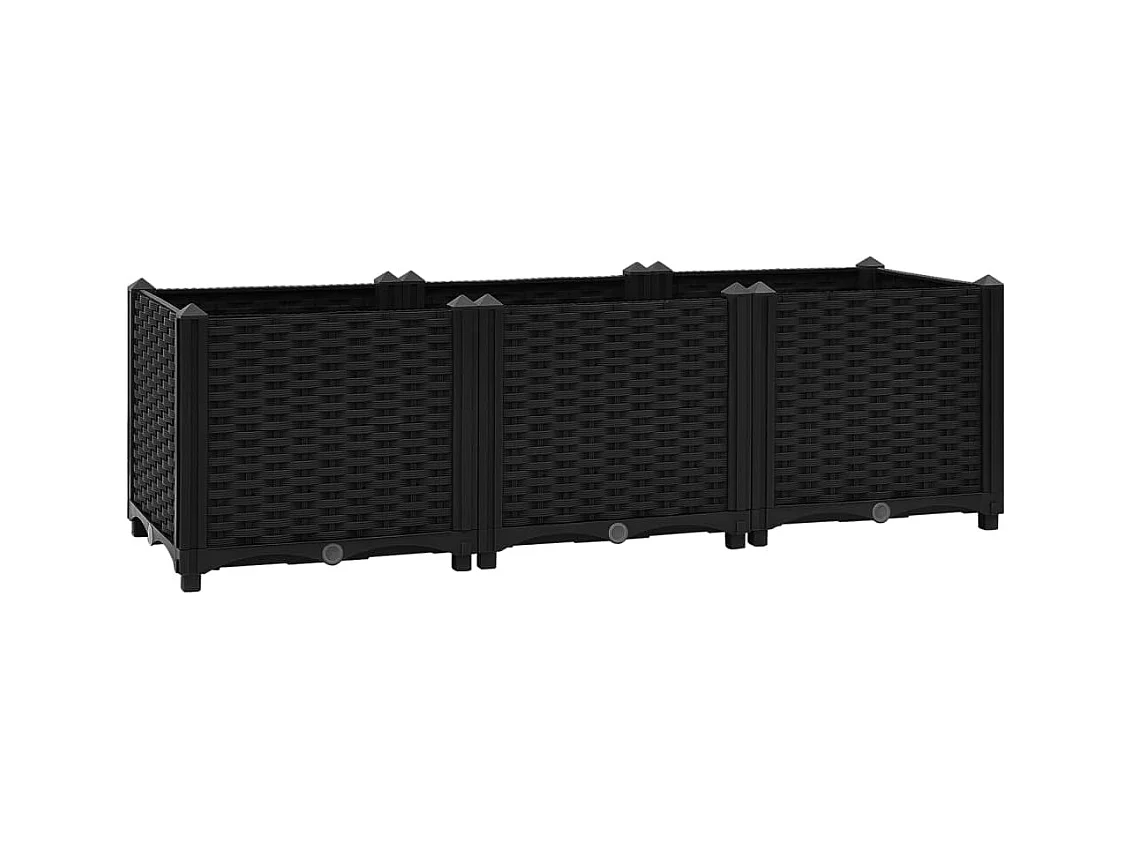 Jardinière lit surélevé plantes noire 120 x 40 x 38 cm 02_0000907