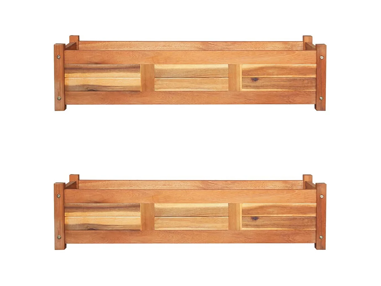 Jardinera arriate elevado plantas flores jardín 2 piezas 100 x 30 x 25 cm madera de acacia 02_0001338