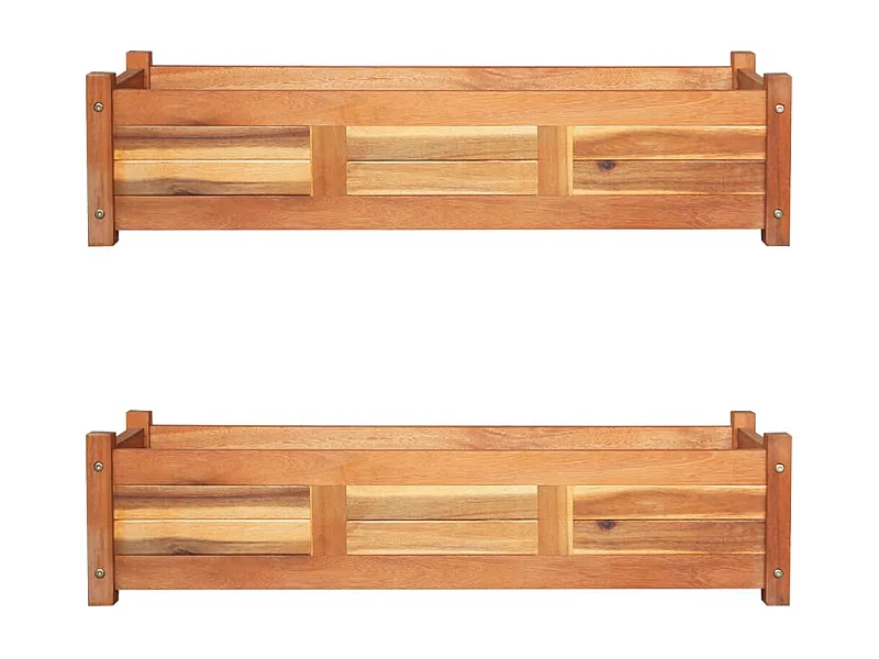 Jardinera arriate elevado plantas flores jardín 2 piezas 100 x 30 x 25 cm madera de acacia 02_0001338