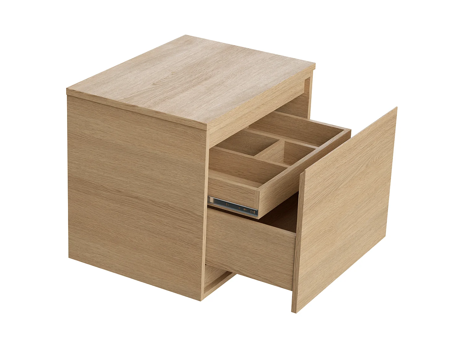 Meuble sous vasque avec tiroir à l'anglaise et planche - 80 cm - Placage chêne - MESLIVA