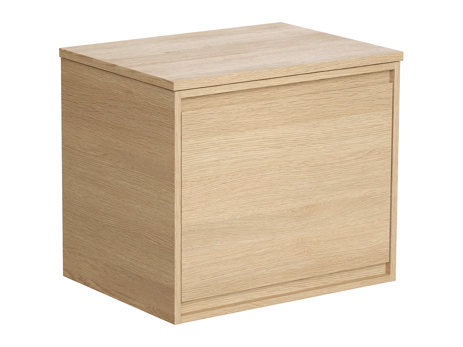 Meuble sous vasque avec tiroir à l'anglaise et planche - 80 cm - Placage chêne - MESLIVA