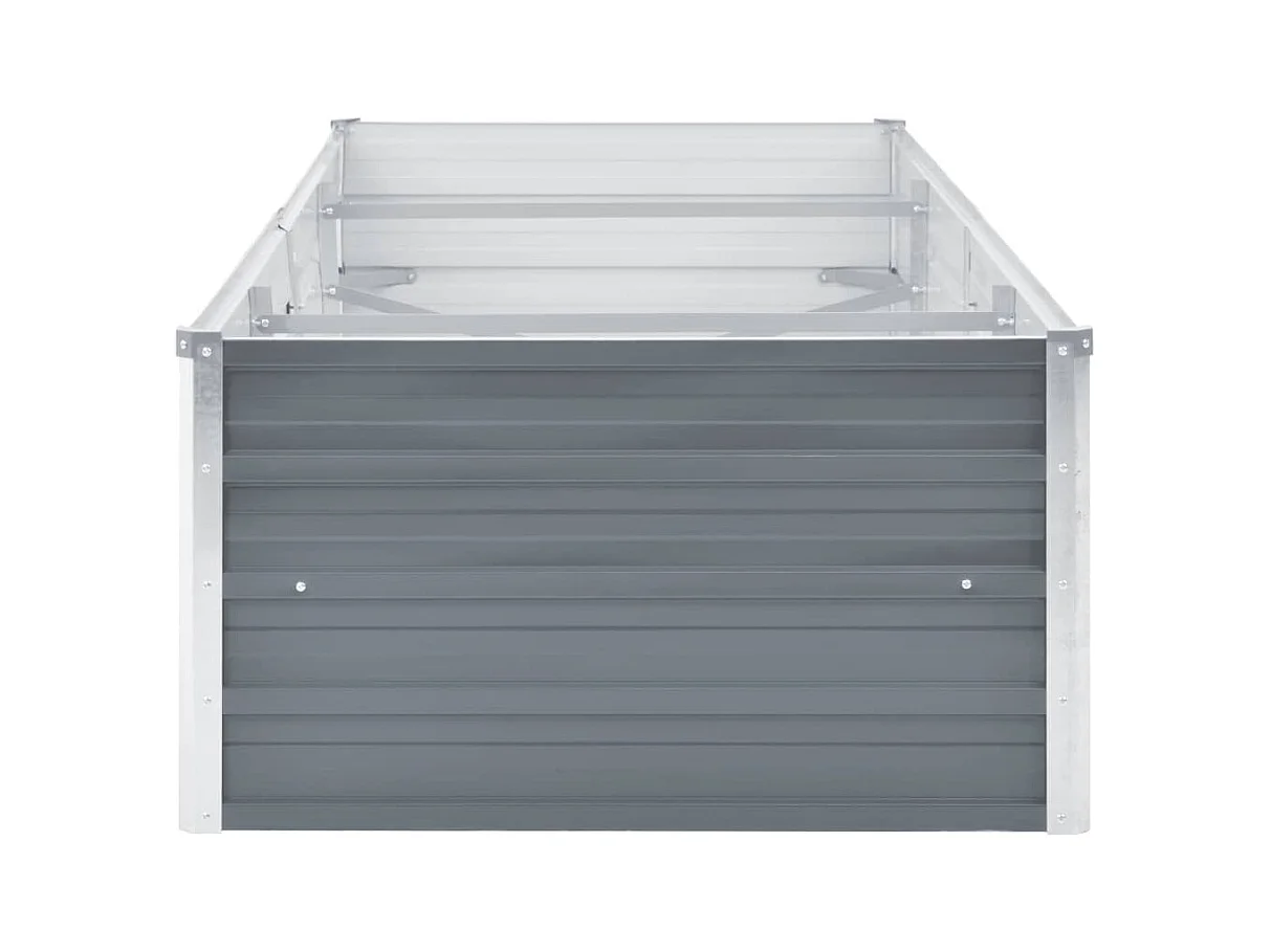 Jardinera elevada plantas flores jardín acero galvanizado 240 x 80 x 45 cm gris 02_0001103