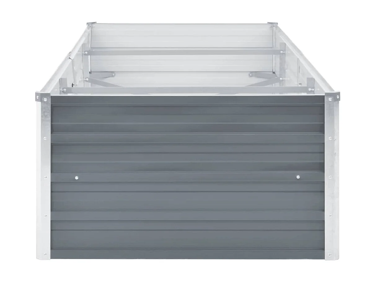 Jardinera elevada plantas flores jardín acero galvanizado 240 x 80 x 45 cm gris 02_0001103