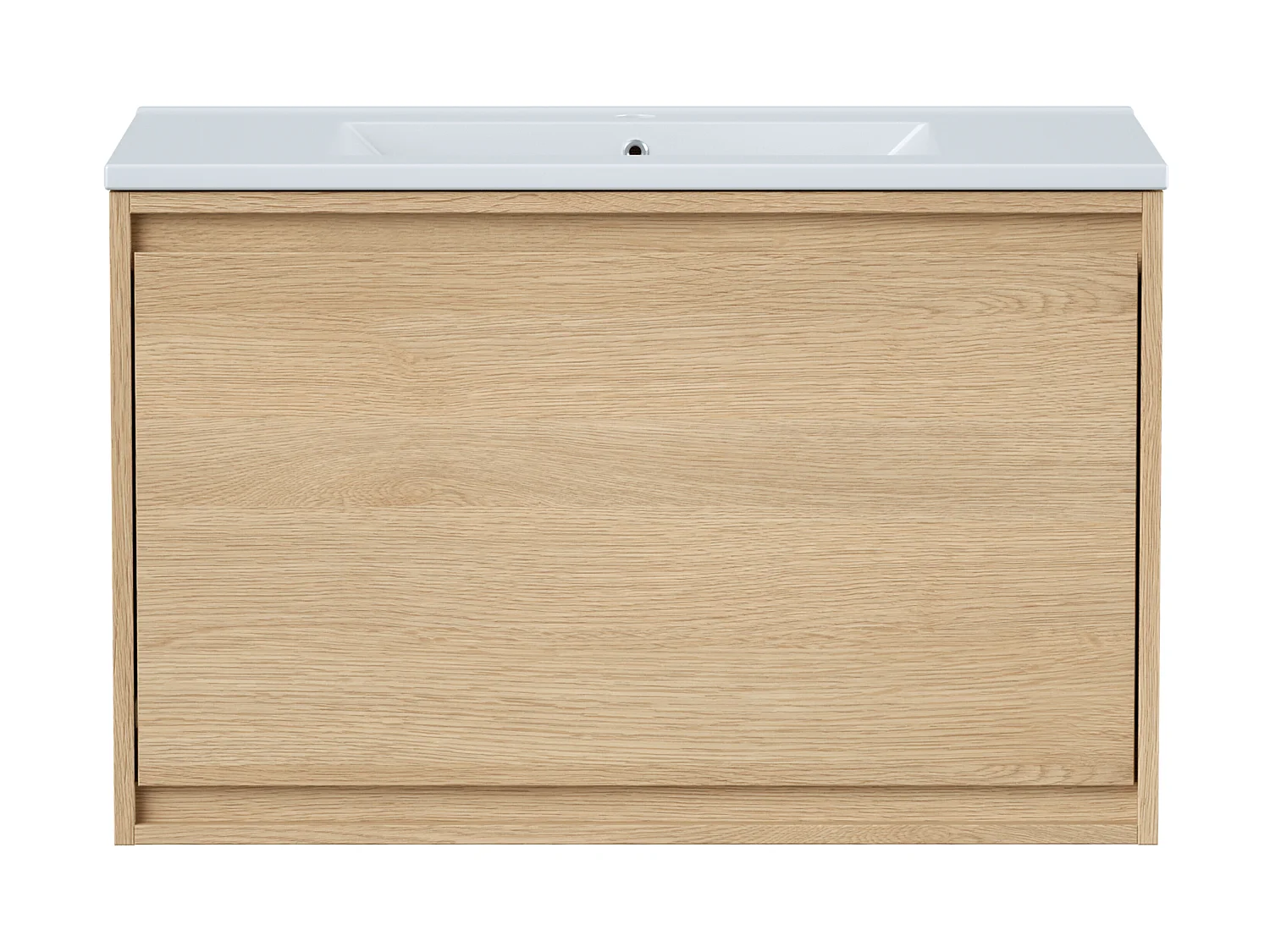 Hangmeubel voor badkamer met inbouwwastafel - Eikenfineer - 80 cm - MESLIVA