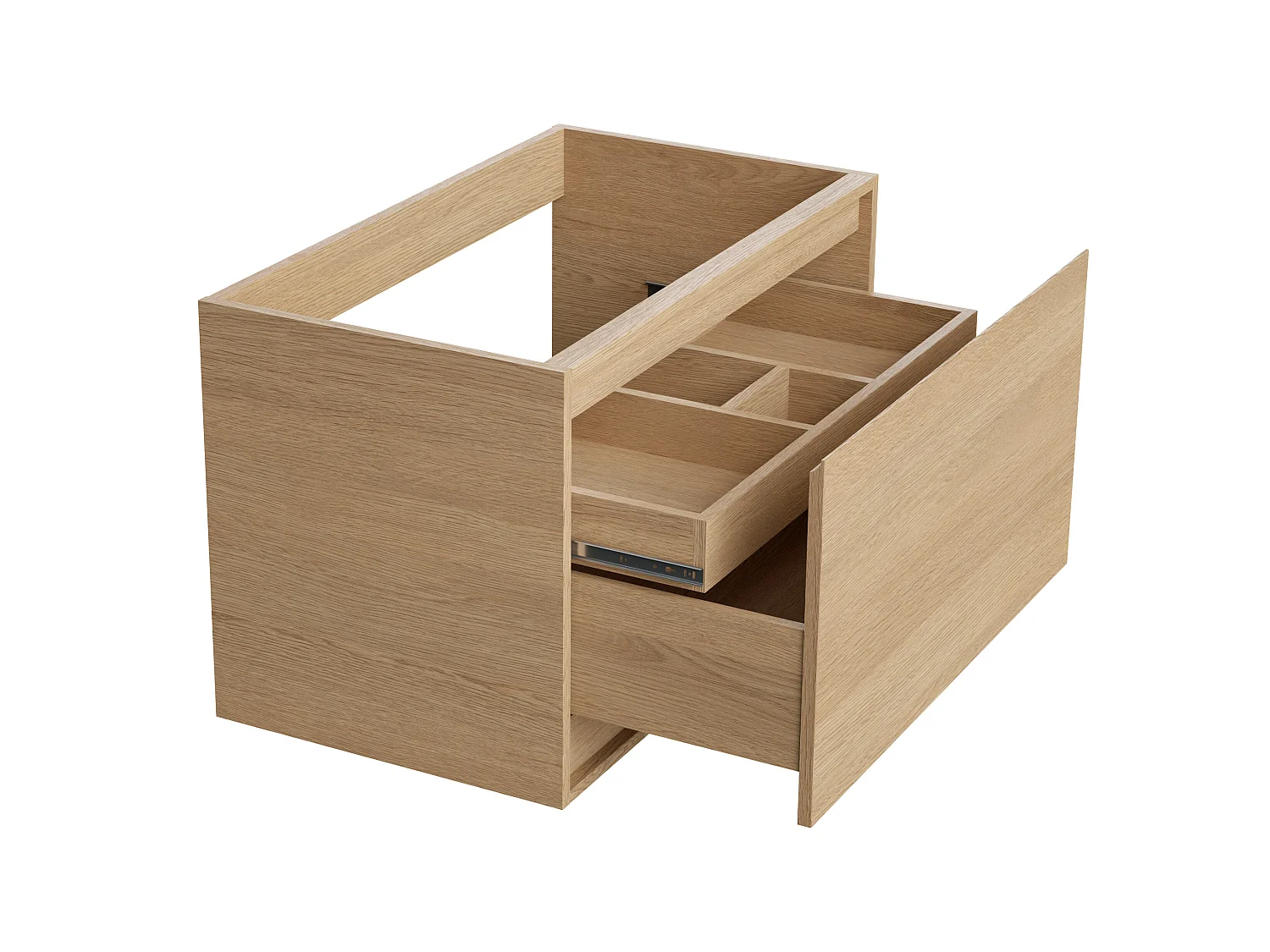 Hangmeubel voor badkamer met inbouwwastafel - Eikenfineer - 80 cm - MESLIVA