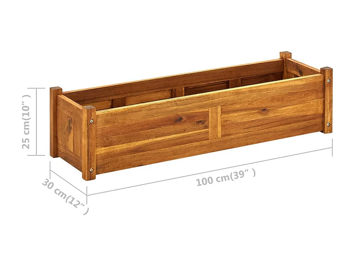 Jardinière lit surélevé plantes bois marron 100 x 30 x 25 cm 02_0001178