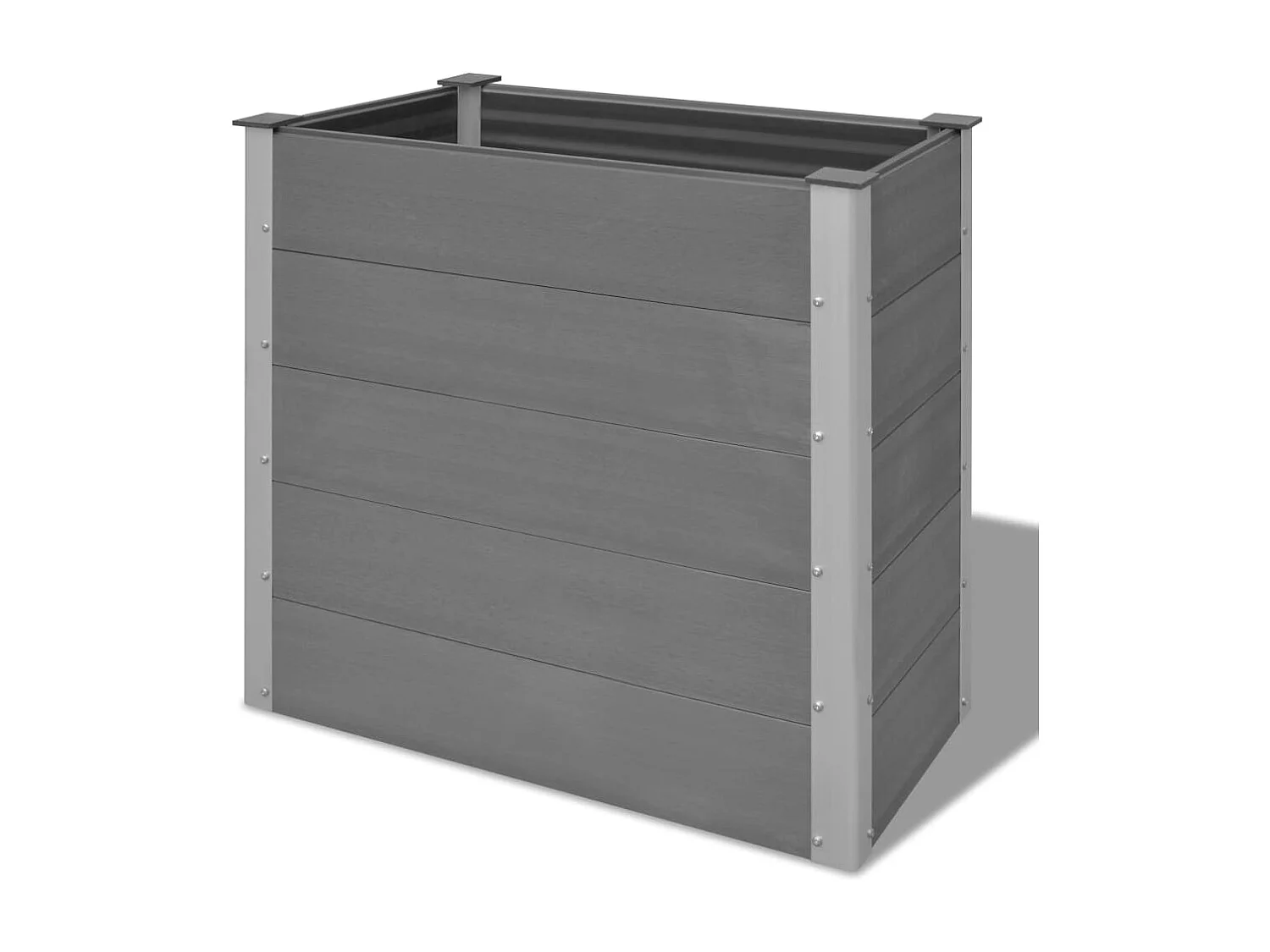 Jardinera arriate elevado plantas flores jardín WPC 100 x 50 x 91 cm gris 02_0001237