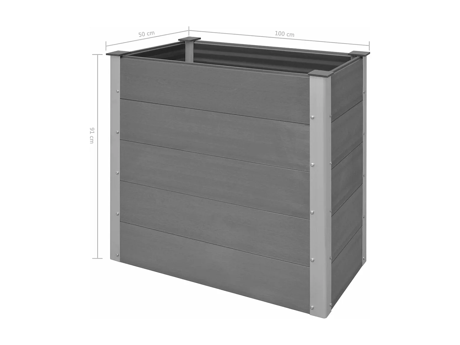 Jardinera arriate elevado plantas flores jardín WPC 100 x 50 x 91 cm gris 02_0001237