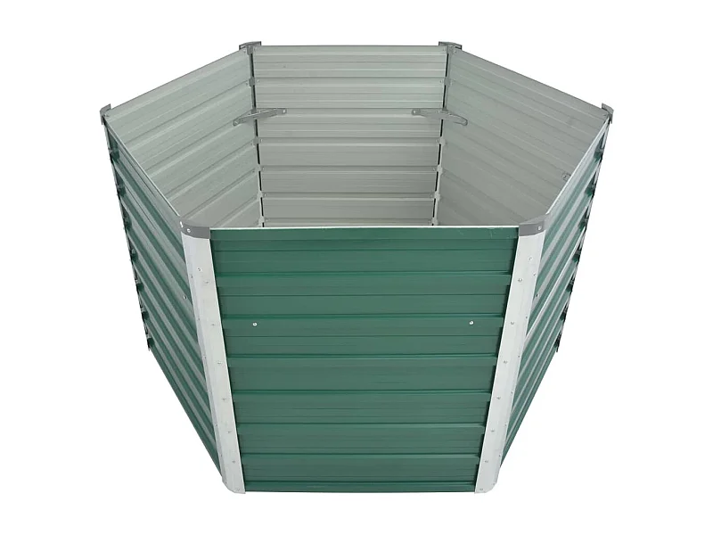 Plantador de canteiro elevado plantas flores jardim aço galvanizado 129 x 129 x 77 cm verde 02_0001090