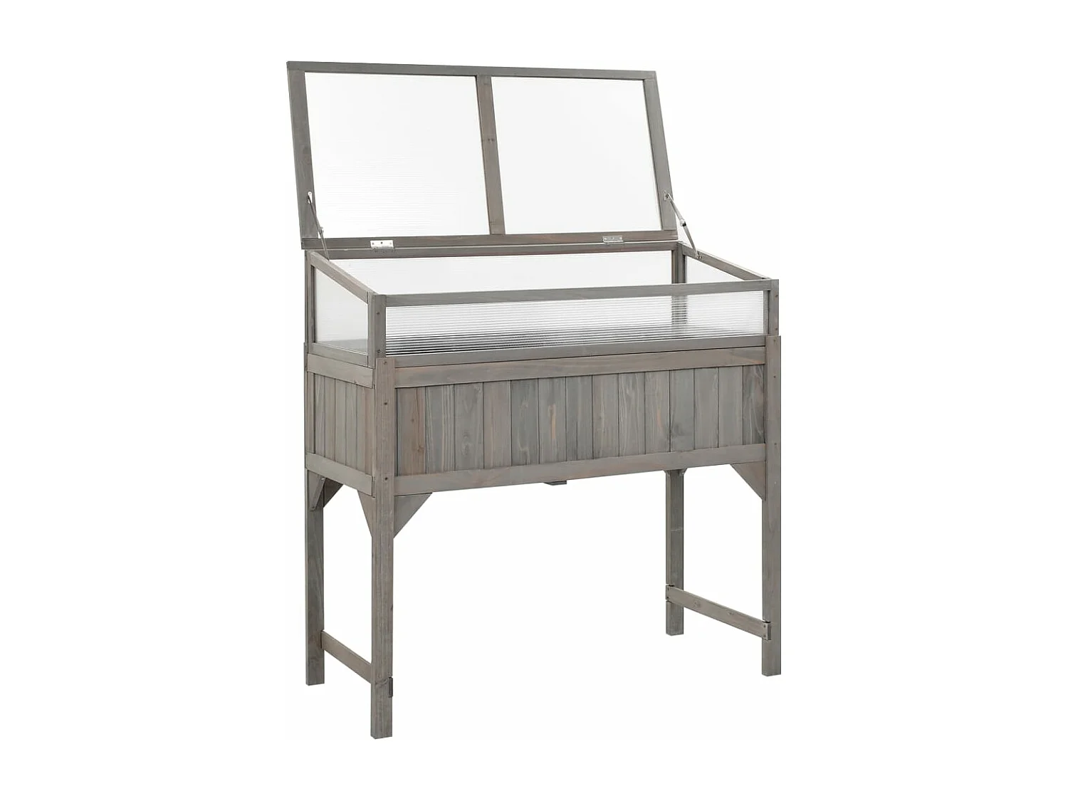 Plantador de canteiro elevado, jardim de flores com estufa 110 x 54 x 120 cm madeira maciça de abeto 02_0000961