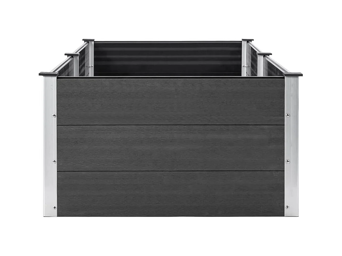 Plantador de canteiro elevado plantas flores jardim 250 x 100 x 54 cm WPC cinza 02_0001024