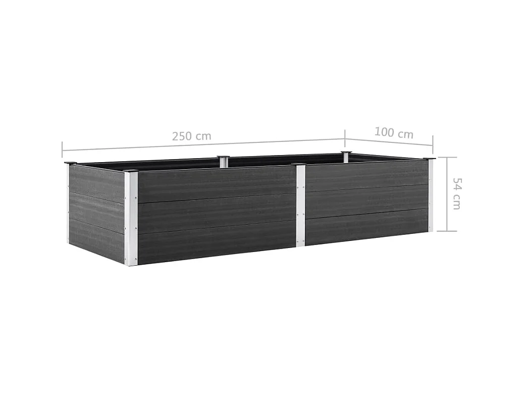 Plantador de canteiro elevado plantas flores jardim 250 x 100 x 54 cm WPC cinza 02_0001024