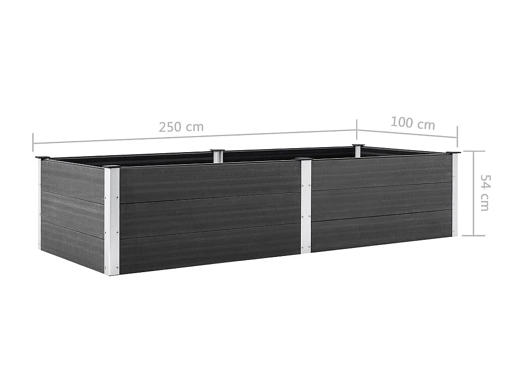 Fioriera rialzata piante fiori giardino 250 x 100 x 54 cm WPC grigio 02_0001024