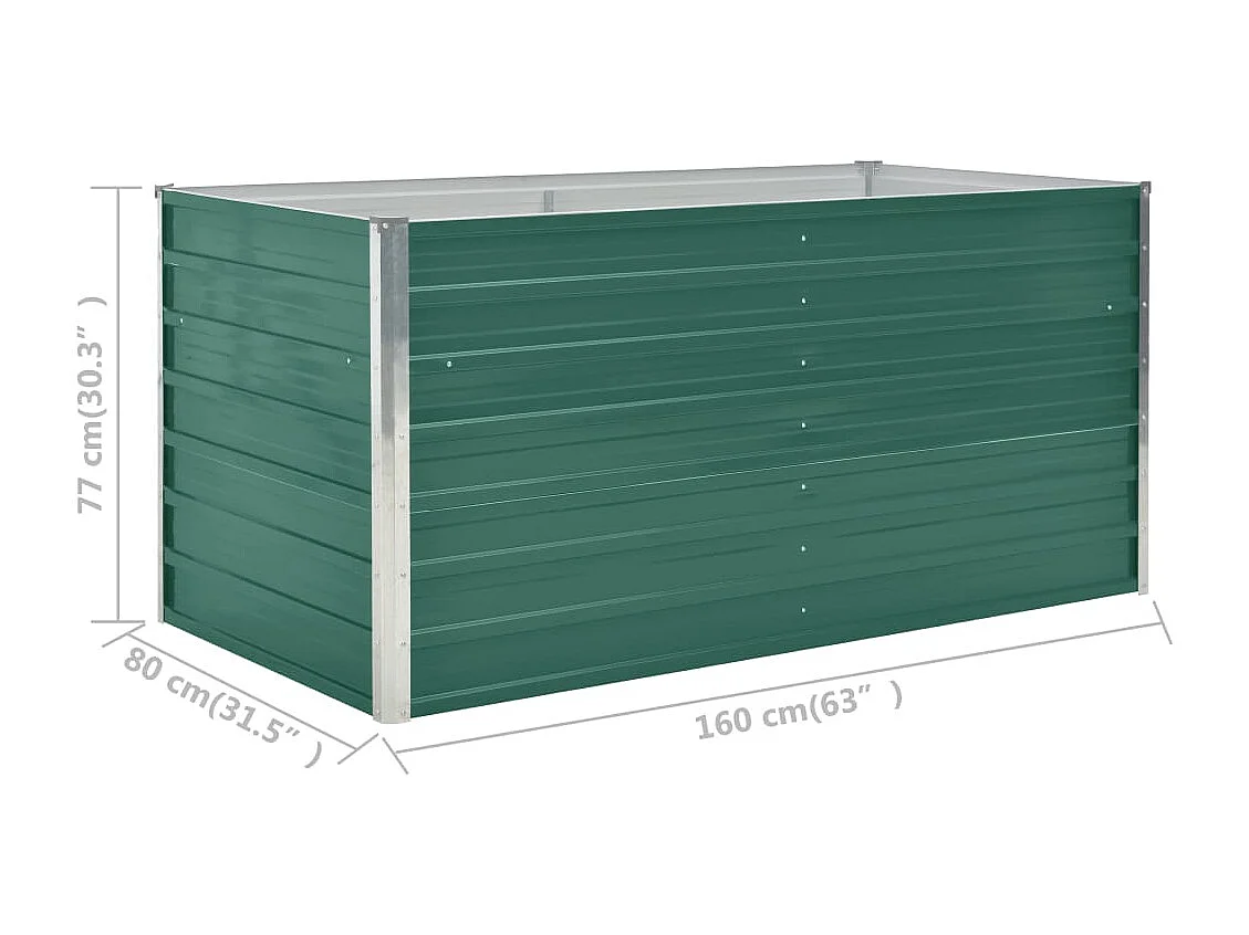 Macetero elevado plantas flores jardín 160 x 80 x 77 cm verde acero galvanizado 02_0000796