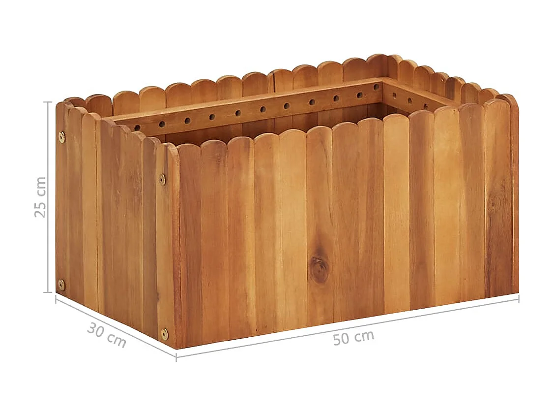 Jardinera arriate elevado plantas flores jardín 50 x 30 x 25 cm madera maciza de acacia 02_0001067