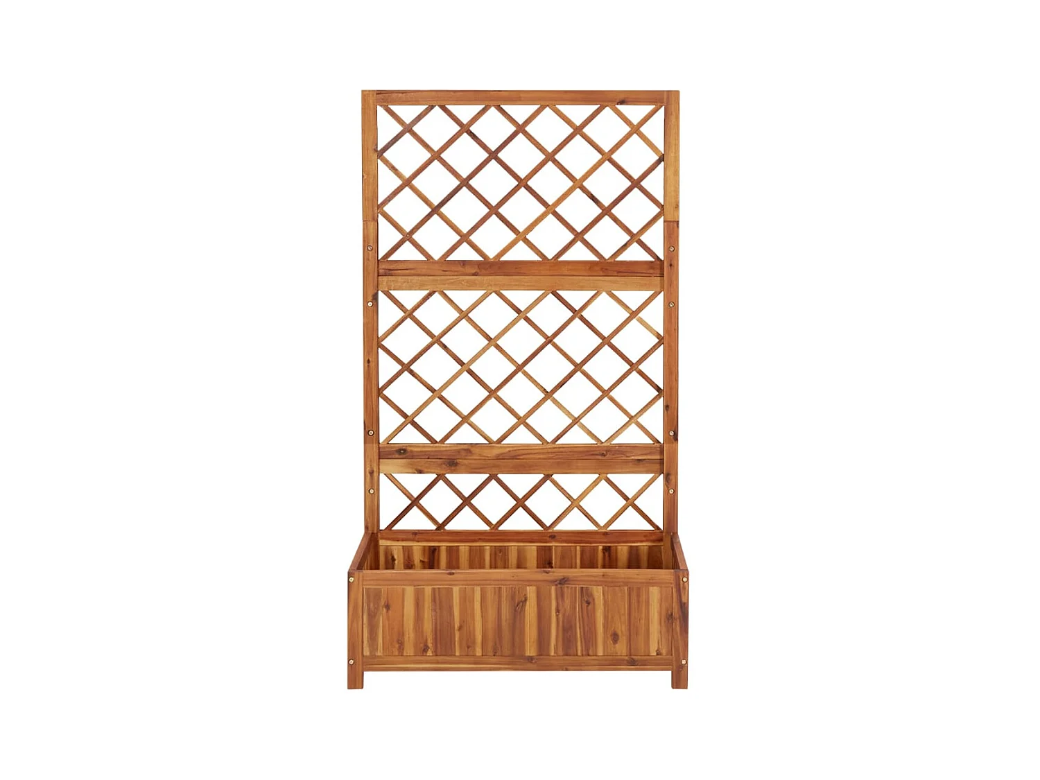 Fioriera aiuola rialzata piante fiori giardino con traliccio 85 x 38 x 150 cm legno massello di acacia 02_0000963