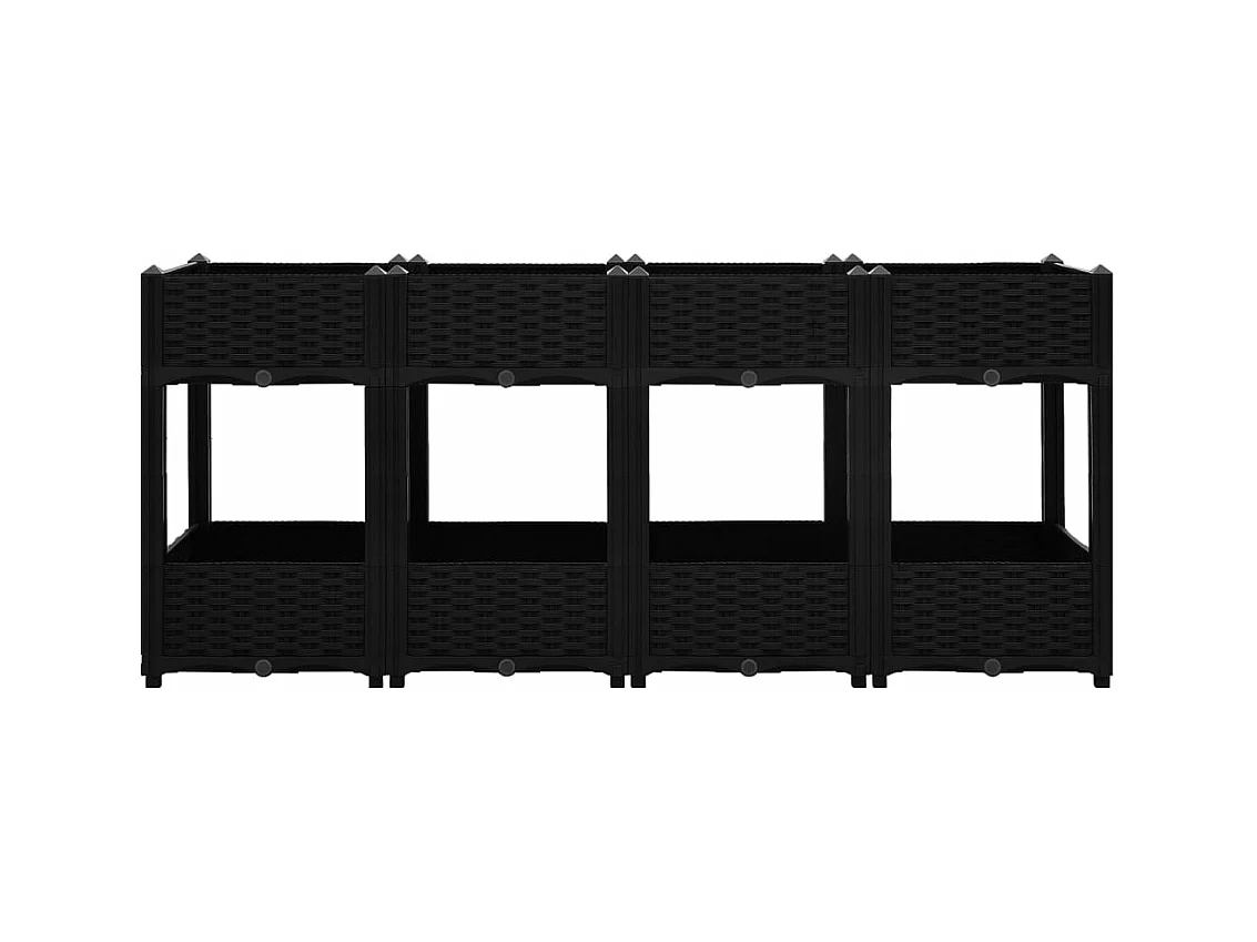 Jardinière lit surélevé plantes noire 160 x 40 x 71 cm 02_0000923