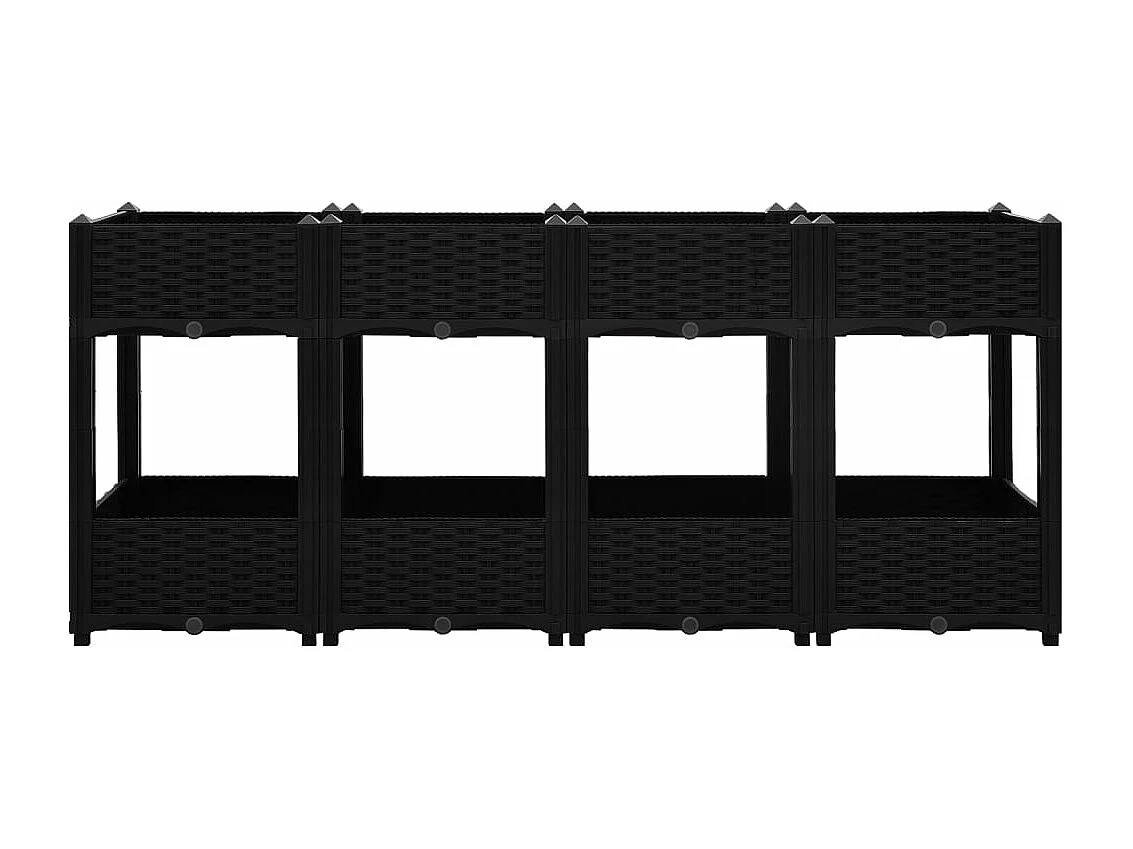 Jardinera arriate elevado plantas flores jardín 160 x 40 x 71 cm polipropileno negro 02_0000923