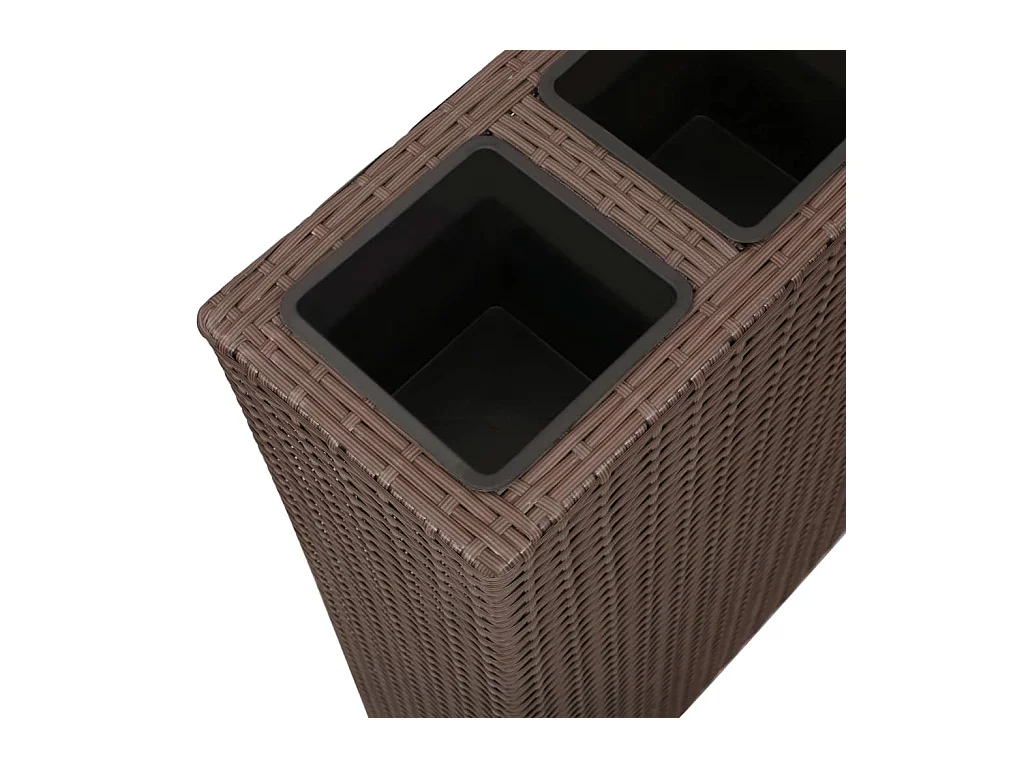 Conjunto de 2 plantadores de canteiro elevado, plantas, jardim de flores e 4 vasos de resina trançada marrom 02_0001361