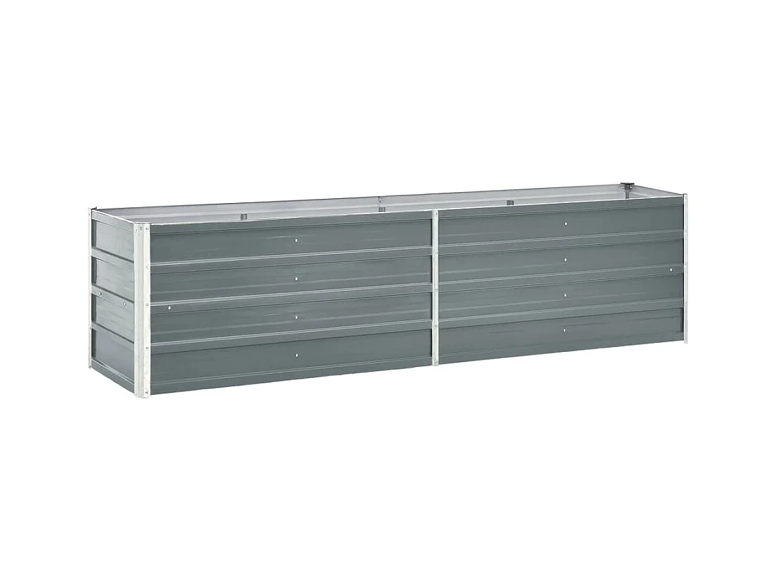 Macetero elevado plantas flores jardín acero galvanizado 240 x 40 x 45 cm gris 02_0001096