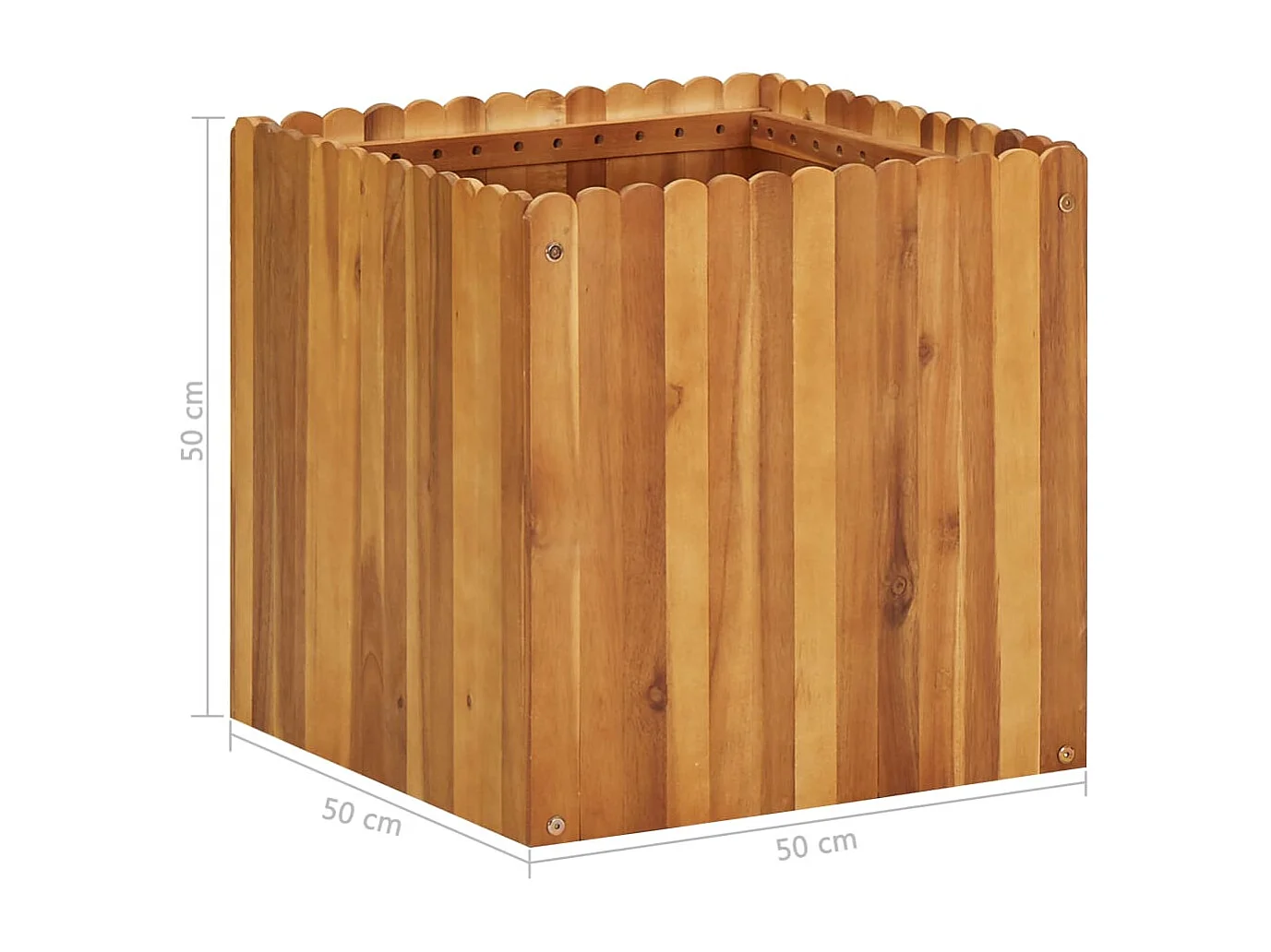 Macetero elevado plantas flores jardín 50 x 50 x 50 cm madera maciza de acacia 02_0001071