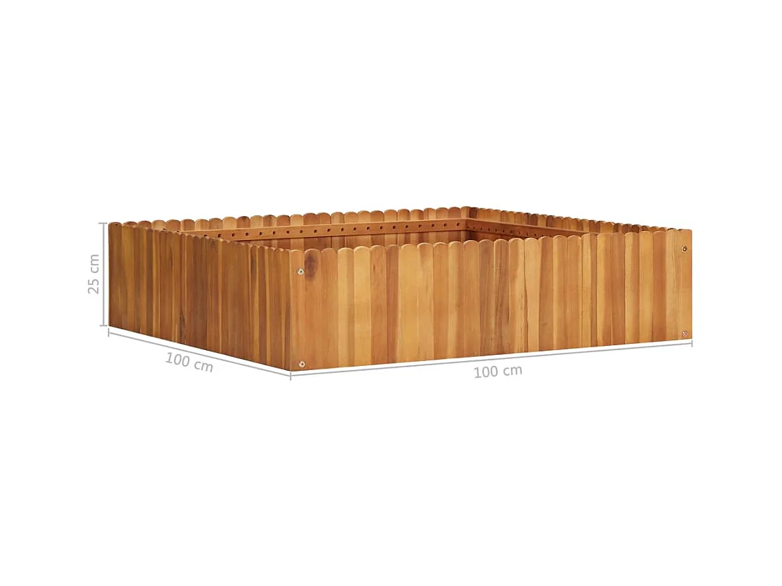 Jardinera arriate elevado plantas flores jardín 100 x 100 x 25 cm madera maciza de acacia 02_0000968