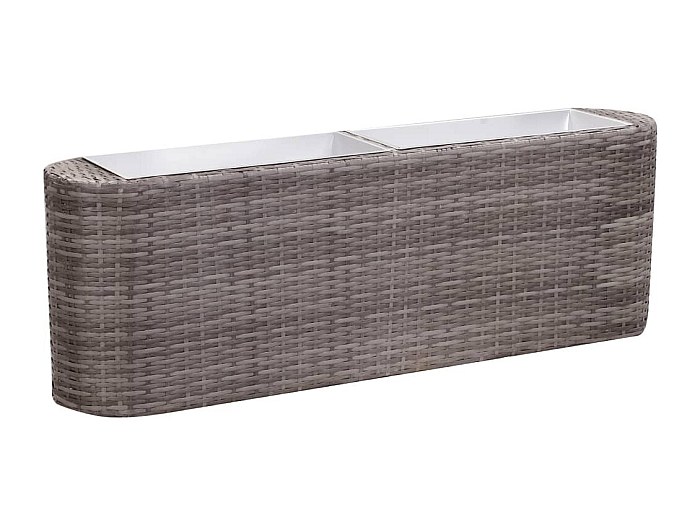 Lit Surélevé De Jardin VidaXL – Gris – 4 Pots En Résine Tressée – NEUF